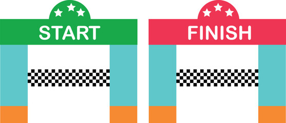Start & Finish Line Icons | Racing Gates, Competition Milestones, Sport Track Elements & Game Graphics