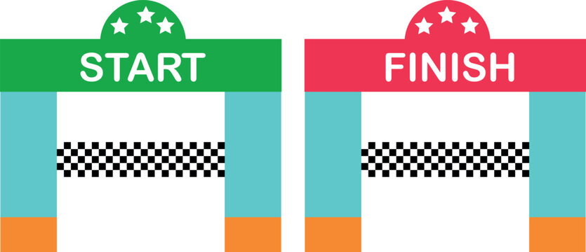 Start & Finish Line Icons | Racing Gates, Competition Milestones, Sport Track Elements & Game Graphics