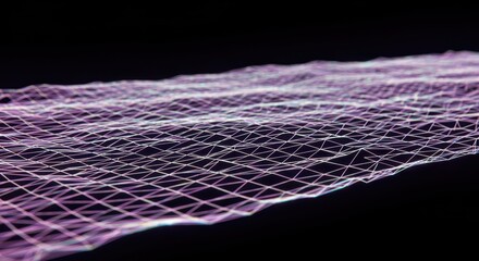 Illuminated abstract grid surface flows across a dark background with subtle wave patterns