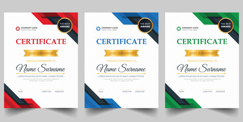 Modern Certificate Template Collection with Gold Accents