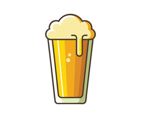Glass of Cold Beer with Thick Foam Top Vector Illustration