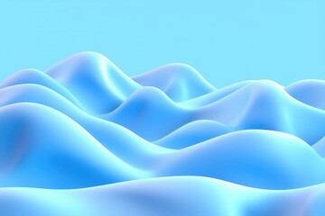 Obraz premium 3d minimalistic cartoon-style blue hills with pastel gradient background and soft lighting, isolated on white for digital design and illustration