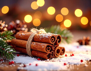 Bundle of cinnamon sticks, Generated image	
