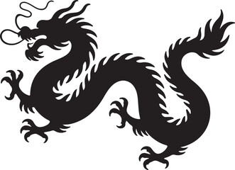 Fototapeta premium silhouette vector of chinese black dragon isolated on white background