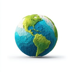 Fototapeta premium Earth_logo_3D_globe_with_green_and_blue_continen