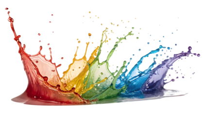 Rainbow colored paint splash isolated on a white or transparent background.