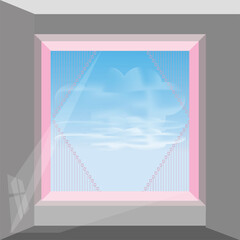 Window creative luxury interior, vector illustration design background