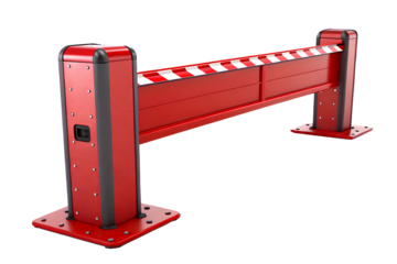 A red safety barrier isolated on a white or transparent background.