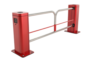 A red safety barrier isolated on a white or transparent background.