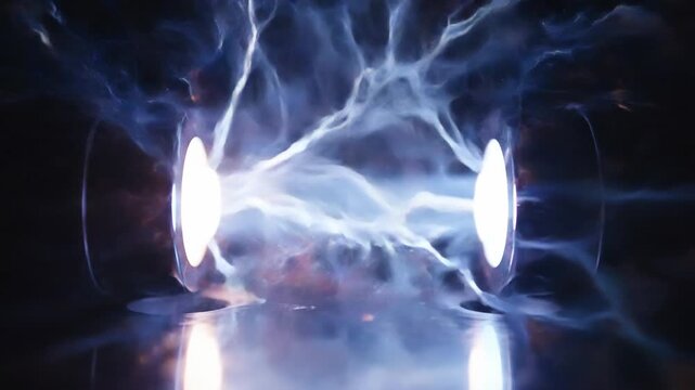 Dynamic plasma arcs generating intense light and energy within a contained experimental field