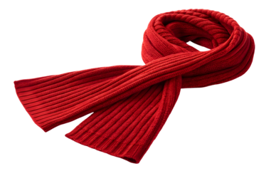 A red scarf isolated on a white or transparent background.
