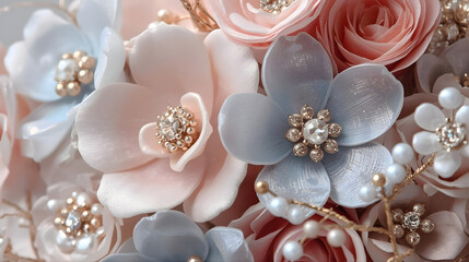 Flower with Jewels Background