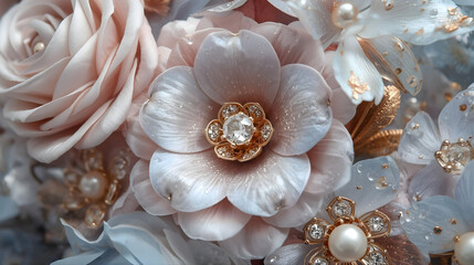 Flower with Jewels Background