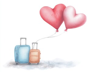 Bags with heart-shaped balloons in an indoor setting during daytime