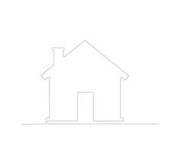 Fototapeta premium Continuous one line drawing of minimalist house. One line drawing illustration of dream house. Architectural house concept vector art. Doodle line illustration. Downloadable and editable