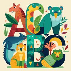 Naklejka premium vector Alphabet letters animals