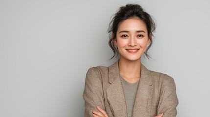 <Confident Businesswoman in Modern Style: Professional Portrait Highlighting Ethnic Diversity and Self-Assurance>