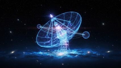 Holographic Satellite Dish in Space. Ai generation