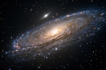 Majestic spiral galaxy with vibrant star clusters and luminous core in deep space