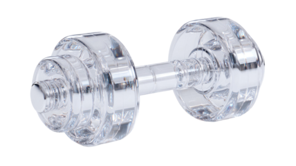 Heavy chrome dumbbells for bodybuilding and fitness training isolated on a white background for gym workout and strength weightlifting exercise