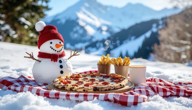 snowman and christmas tree - Powered by Adobe