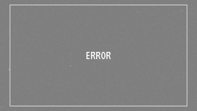 Retro VHS Glitch Screen with Error Text Message and Static Noise Overlay