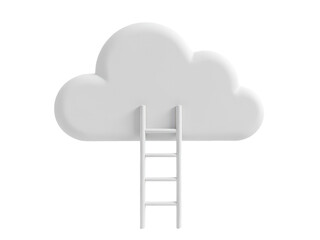 A ladder leads up to a cloud shaped like a ladder, suitable for use in illustrations of creative solutions or innovative thinking