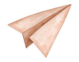 Watercolor Paper Airplane Isolated on White Background origami vector illutrastion transparent background