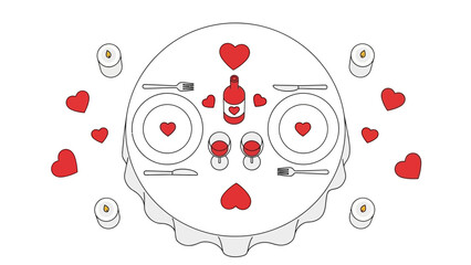 Romantic table setting with heart decorations for Valentine's Day