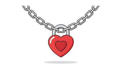 Set of Heart Shaped Padlocks with Keys in Flat Design