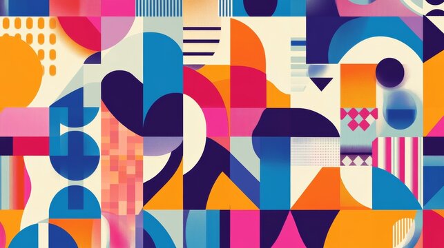 Colorful abstract pattern background shows playful shapes and curves that inspire creativity and imagination suitable for youth themes and school branding - Powered by Adobe