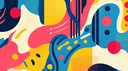 Bright abstract pattern with playful shapes and smooth curves suitable for creative projects and youth marketing in various contexts like education and branding