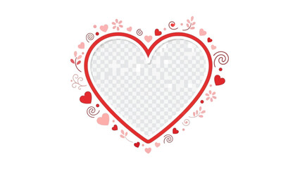 Romantic heart-shaped frame with decorative red and pink elements