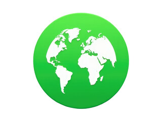 Obraz premium A green button featuring a map of the world, suitable for use in travel or exploration-themed designs