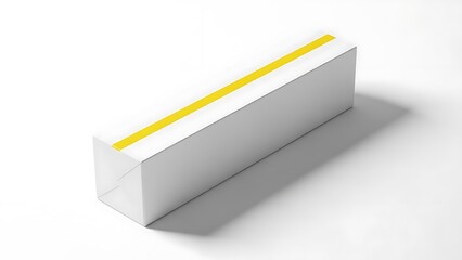 White cosmetic box with yellow stripe on white background