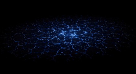 Illuminated cracks form a glowing network pattern across a dark surface