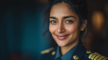 Confident Female Pilot: A Portrait of Leadership and Determination in Modern Aviation