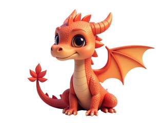 Fototapeta premium A small toy dragon sitting on a white surface, perfect for illustrations and designs