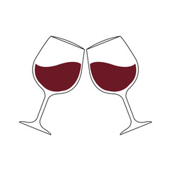 Clinking Wine Glasses Flat Illustration Representing Celebration, Toast, Party, Success Moment, and Social Event Concept