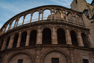 Fototapeta premium The façade and a detail of the Cathedral of Santa María in Valencia, popularly known as La Seu. An iconic historic monument in Valencia, Spain. 