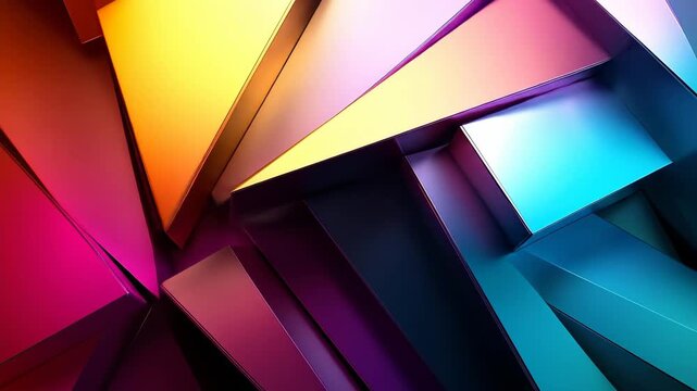 Abstract geometric shapes with vibrant color gradients create a modern and dynamic design.