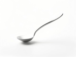 Stainless steel spoon with oval bowl isolated on white background