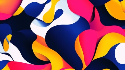 Dynamic overlapping geometric forms create a bold abstract pattern with smooth curves and sharp angles in bright primary colors for creative branding projects
