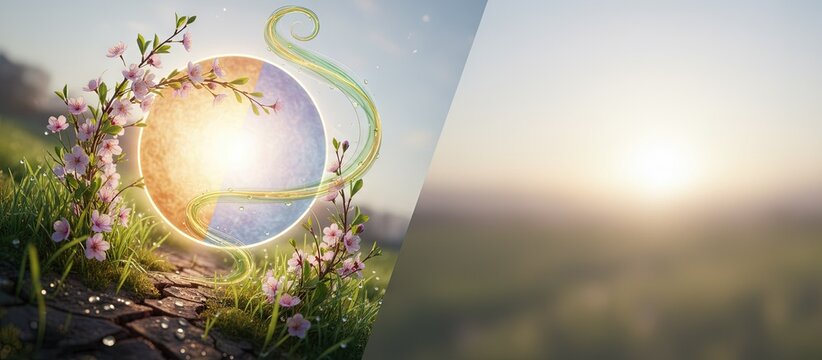 Spring equinox concept with seasonal weather change