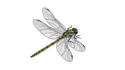 Dragonfly illustration isolated on white, detailed insect vector. © masss