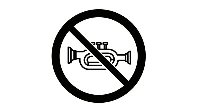 No horn traffic sign icon, prohibited honking symbol, quiet zone vector illustration
