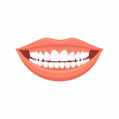 Naklejka premium Open smile with white teeth and red lips showcases dental health, hygiene, and aesthetic beauty for healthcare concepts