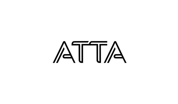 Modern ATTA initial monogram signature vector logo template