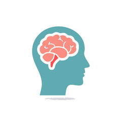 Human head profile with brain illustration. Concept for intelligence, science, medicine, creativity, memory, and innovative ideas