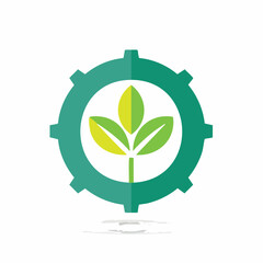 Green Energy and Technology: Gear with Plant Symbolizing Sustainable Innovation